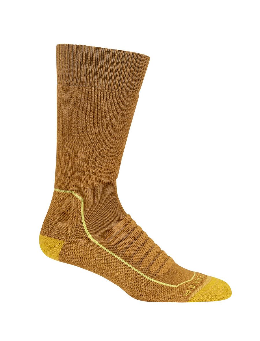 Clove / Silent Gold Men's Icebreaker Merino Hike+ Heavy Crew Socks | USA 1019AHKP